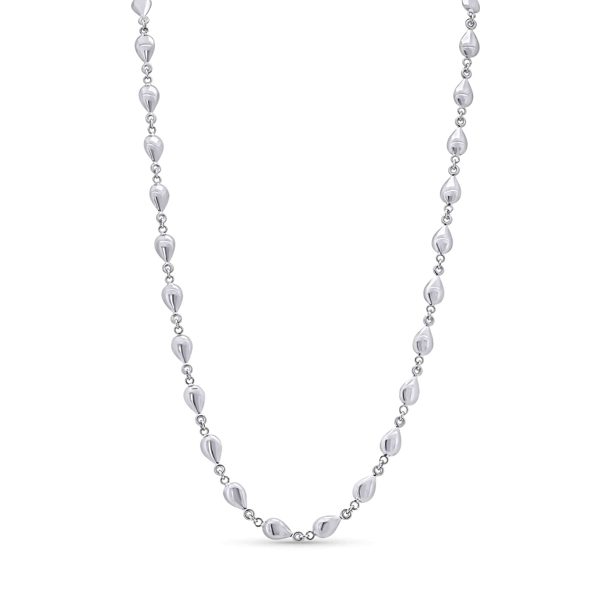 Flat Teardrop Link Silver Necklace – Barkev's