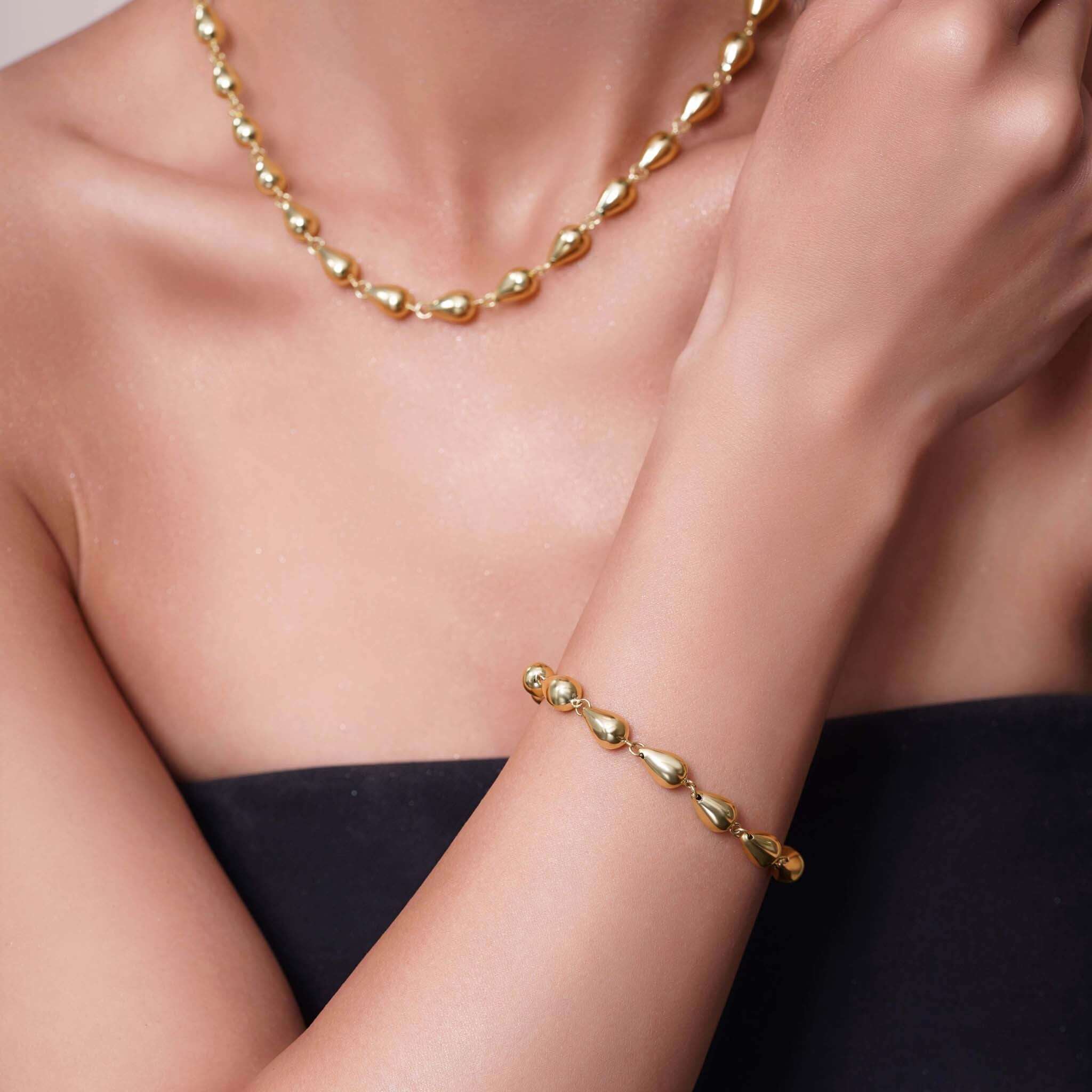 Teardrop Link Gold Bracelet – Barkev's