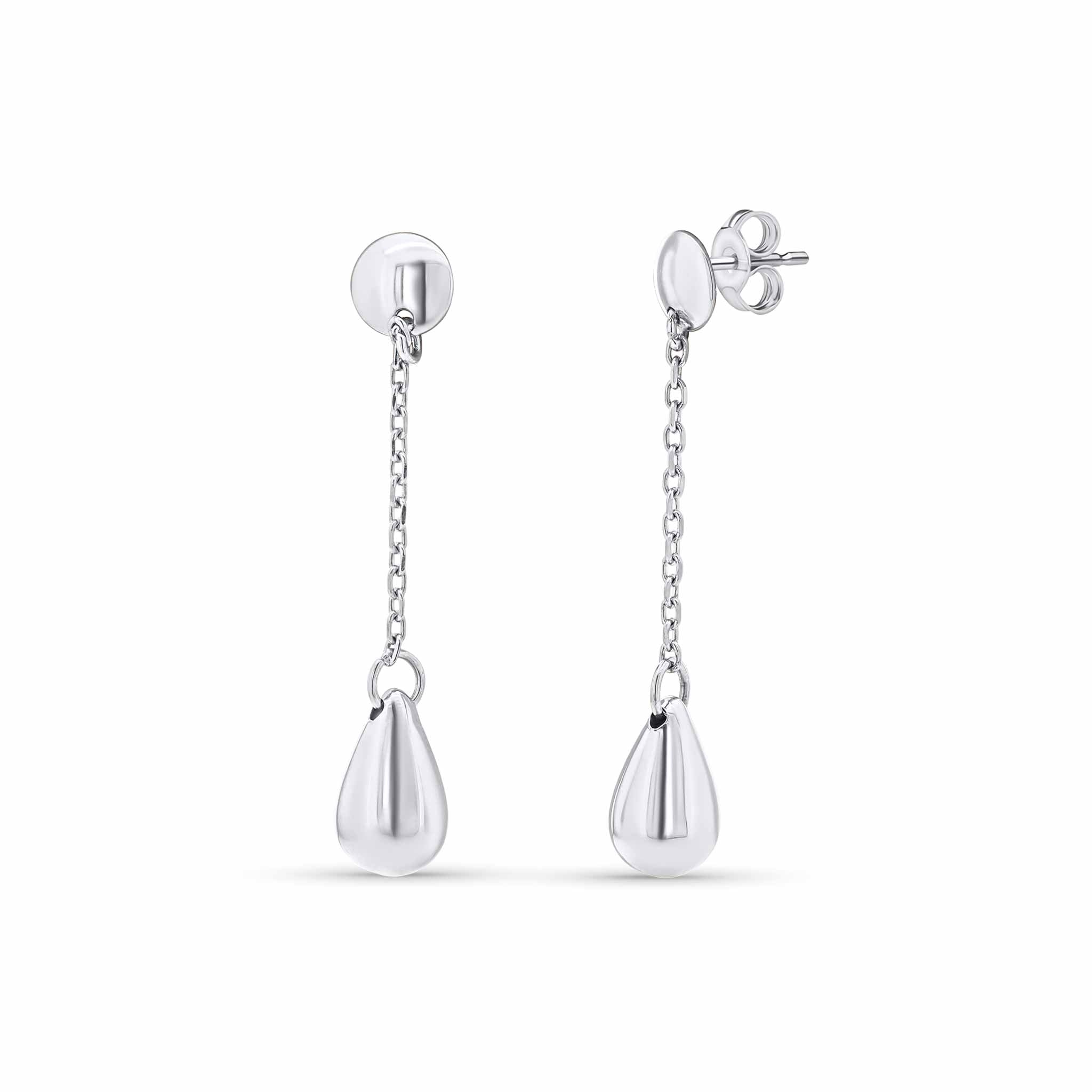Teardrop Chain Silver Earrings – Barkev's