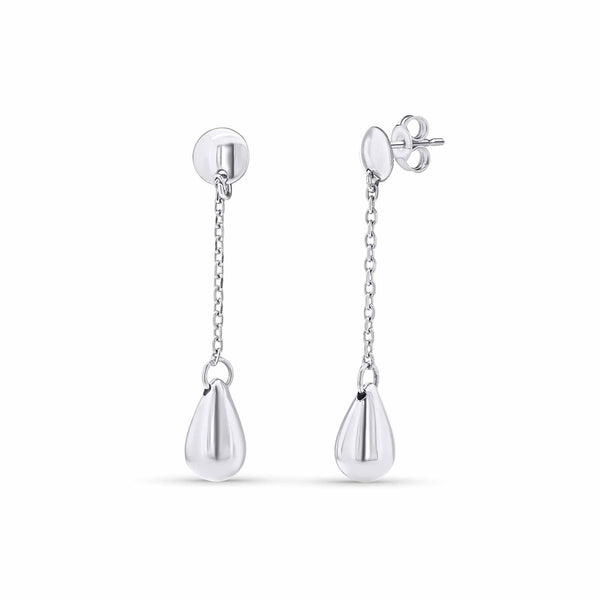 Teardrop Chain Silver Earrings – Barkev's
