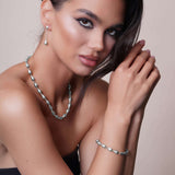 Teardrop Link Silver Necklace