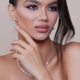 Oval Shape Link Silver Earrings