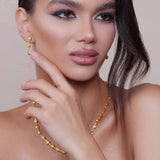 Oval Shape Link 18K Gold Vermeil Earrings