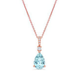 Pear Shape Aquamarine And Diamond Necklace