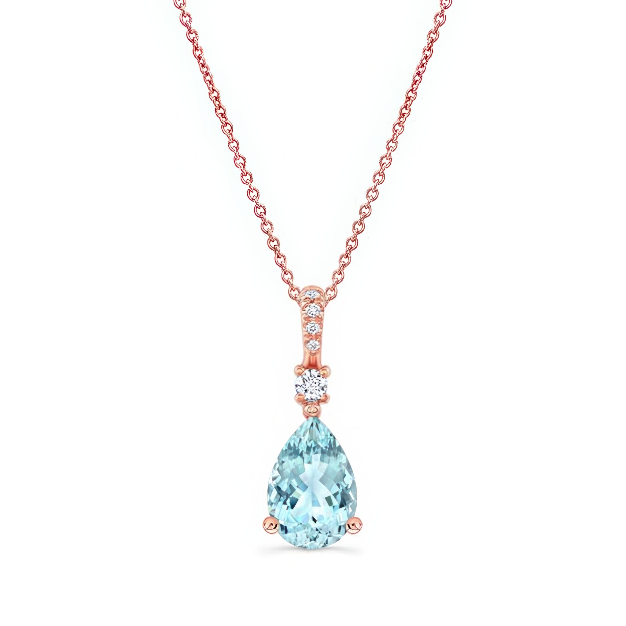 Pear Shape Aquamarine And Diamond Necklace