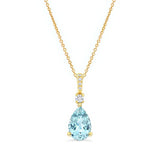 Pear Shape Aquamarine And Diamond Necklace