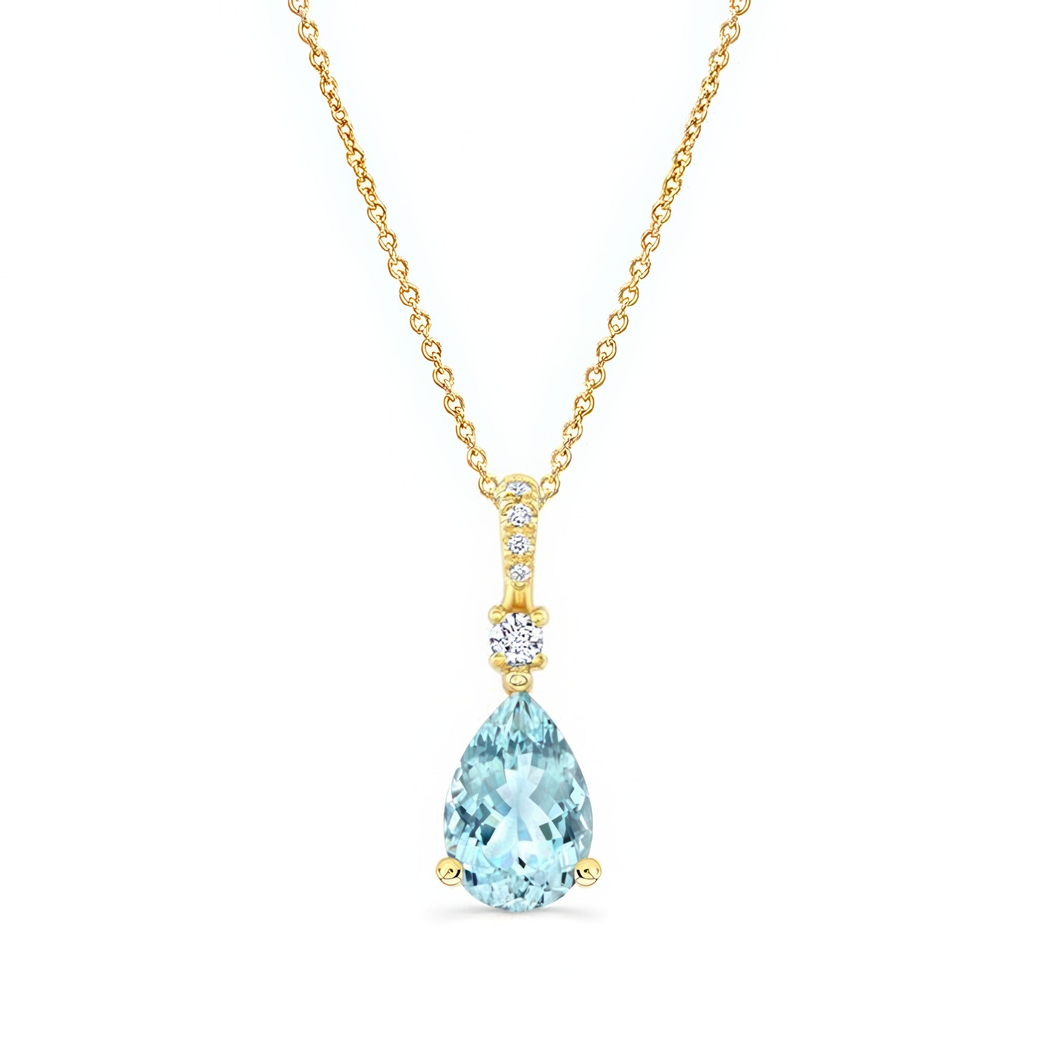 Pear Shape Aquamarine And Diamond Necklace
