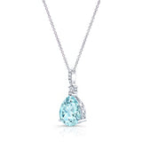 Pear Shape Aquamarine And Diamond Necklace