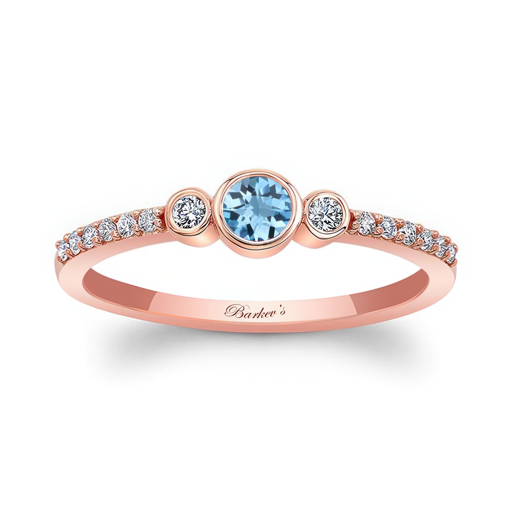 Mia Aquamarine Three Stone Diamond Promise Ring
