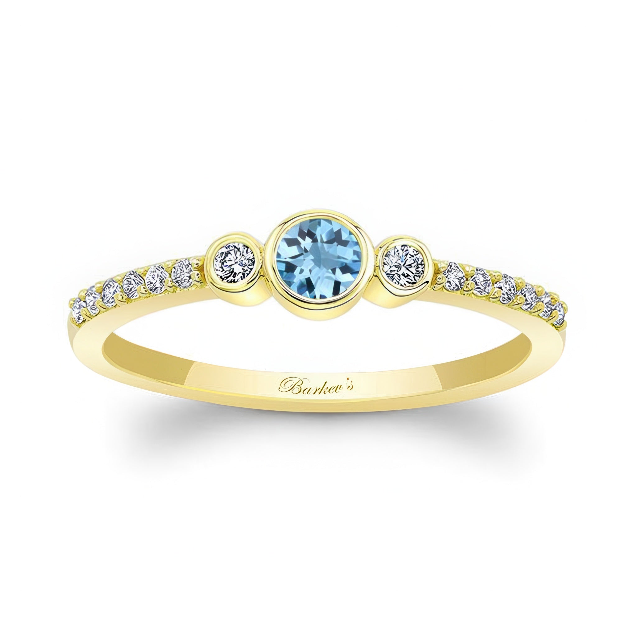 Mia Aquamarine Three Stone Diamond Promise Ring