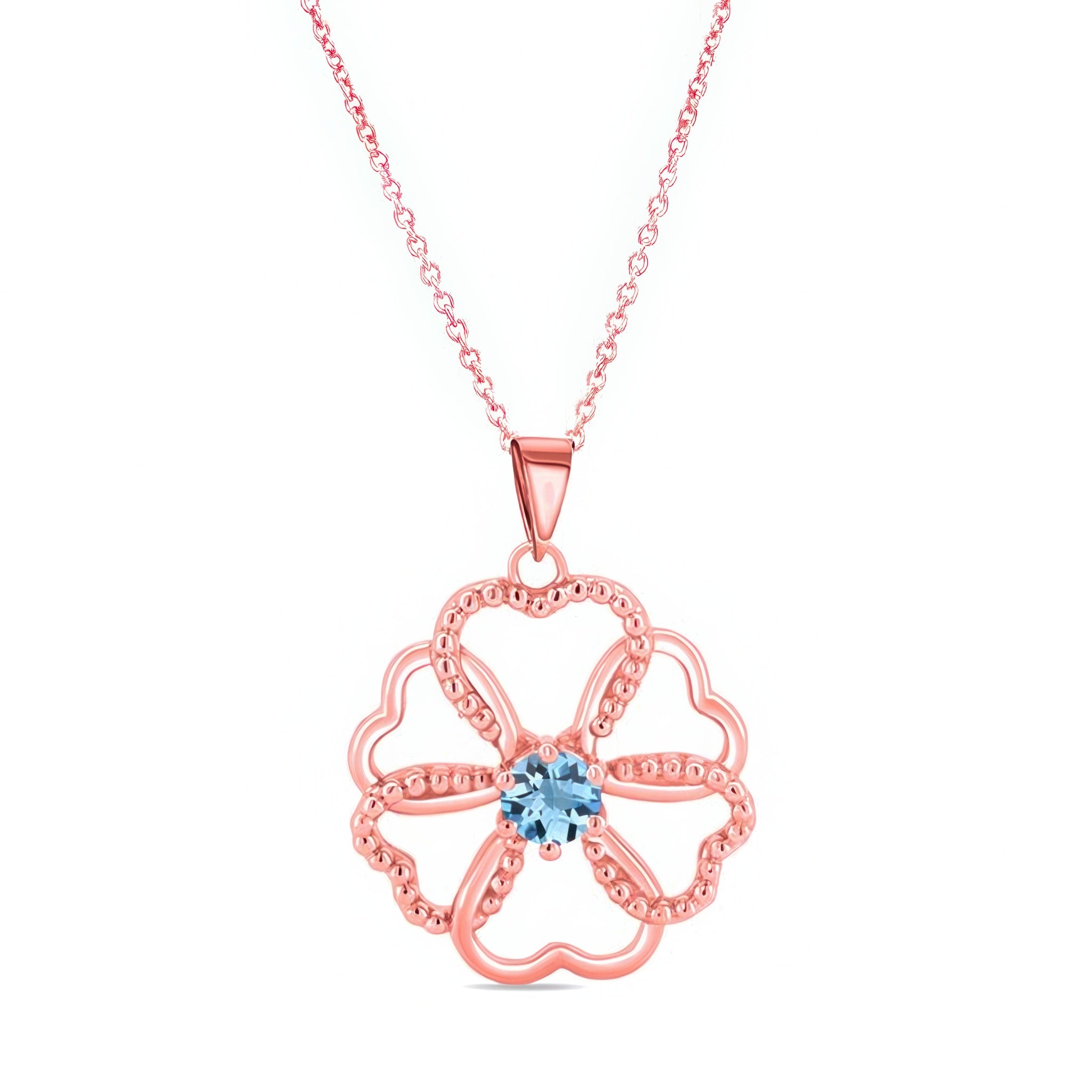 Aquamarine Intertwined Hearts Necklace