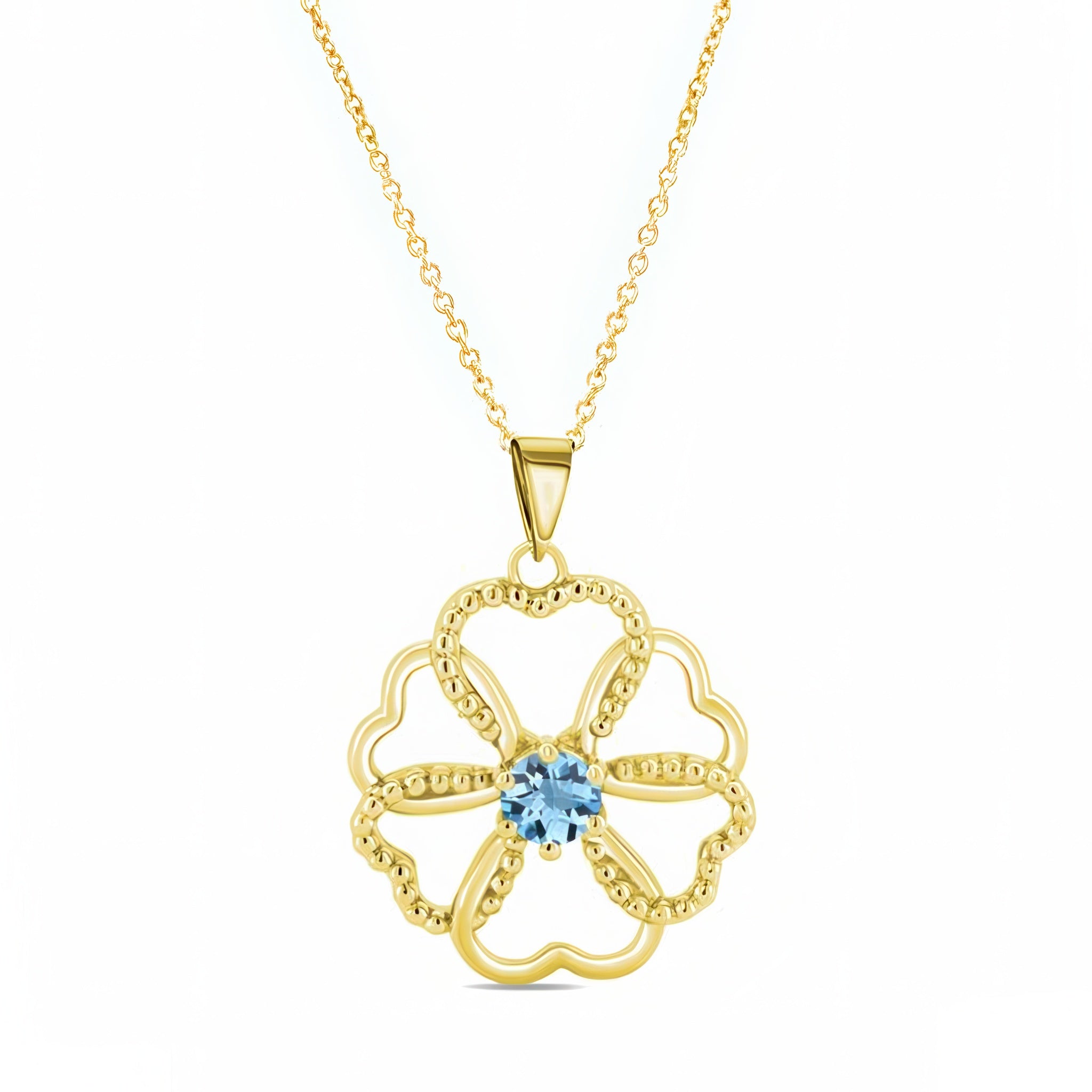 Aquamarine Intertwined Hearts Necklace