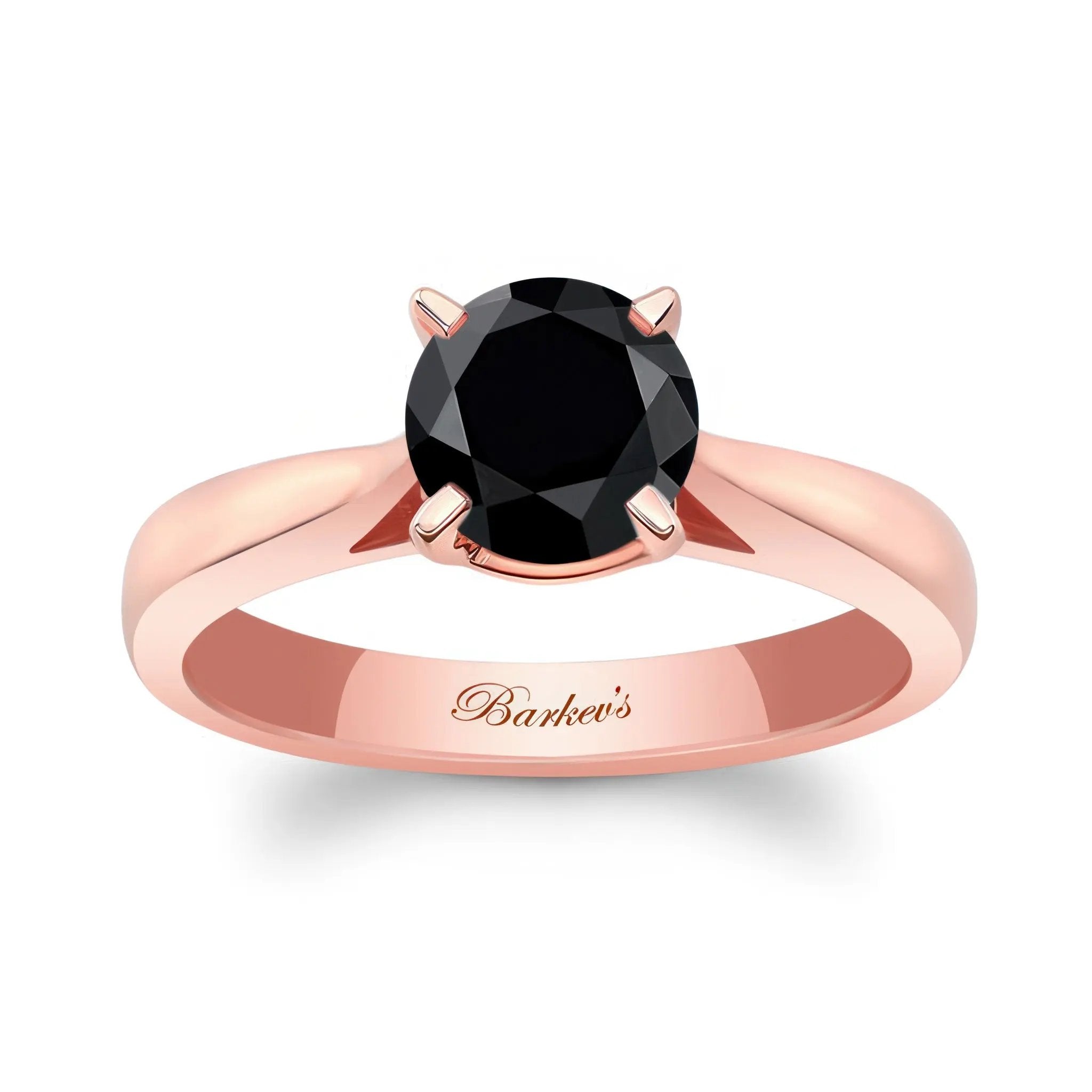 Round Black Diamond Solitaire Engagement Ring