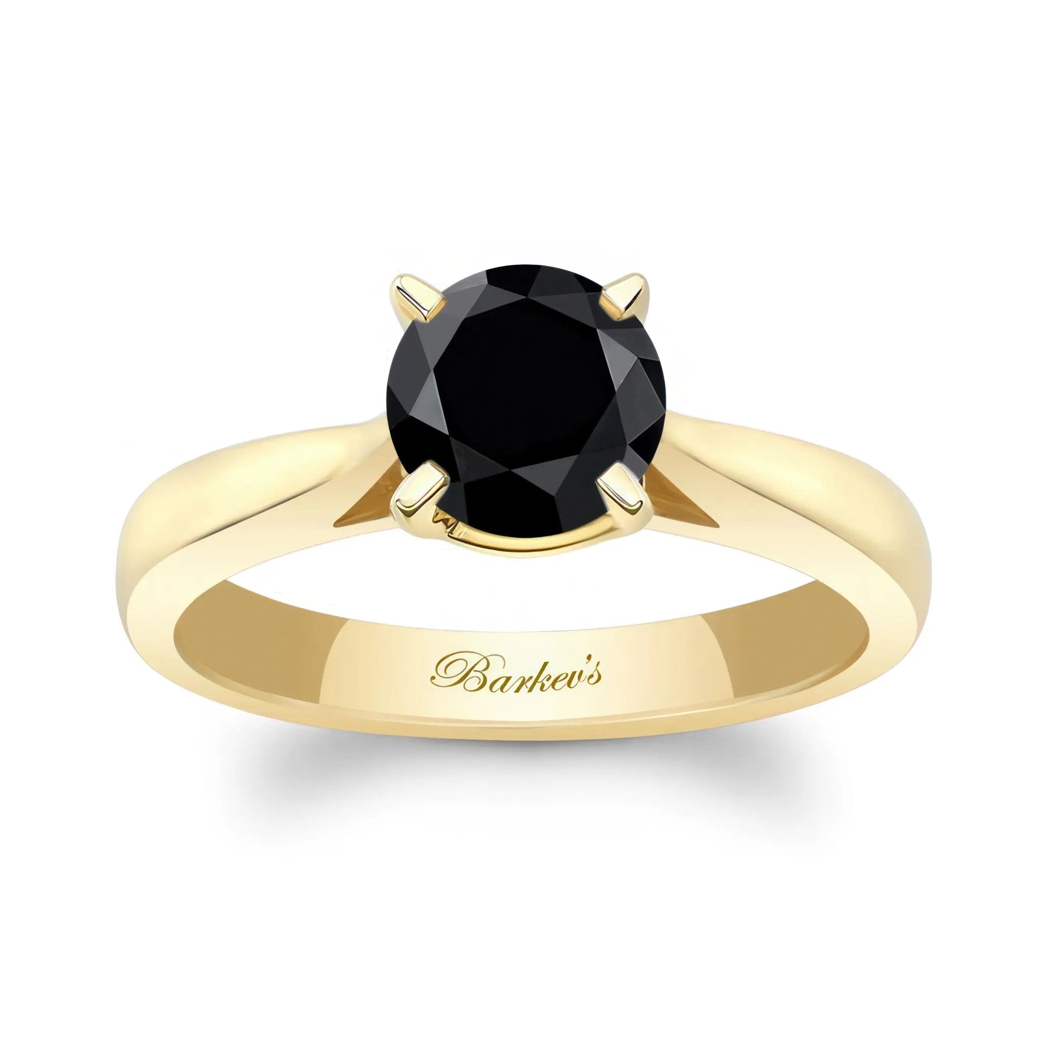 Round Black Diamond Solitaire Engagement Ring