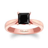 Princess Cut Black And White Diamond Solitaire Ring