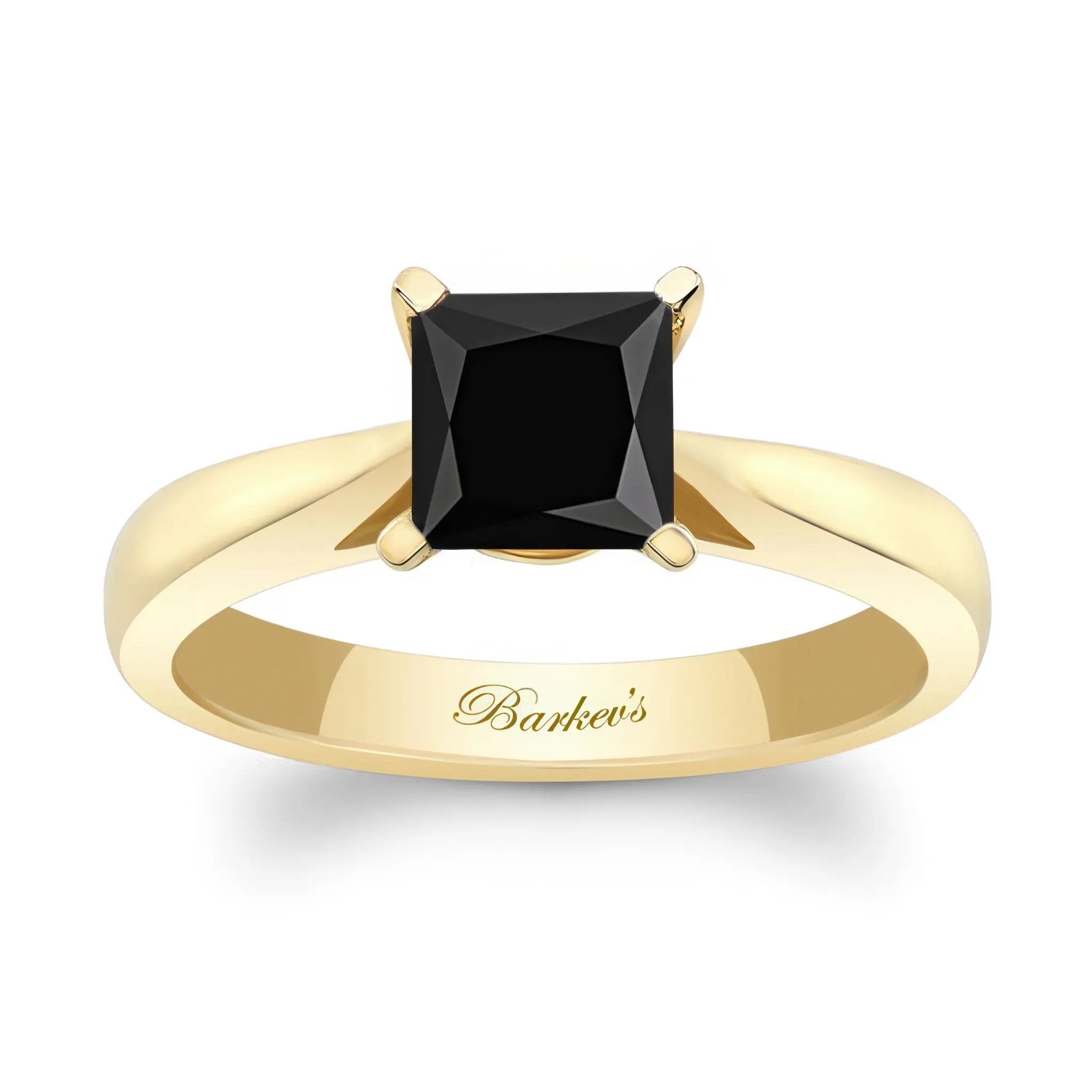 Princess Cut Black And White Diamond Solitaire Ring