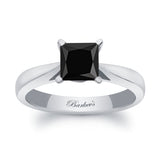 Princess Cut Black And White Diamond Solitaire Ring
