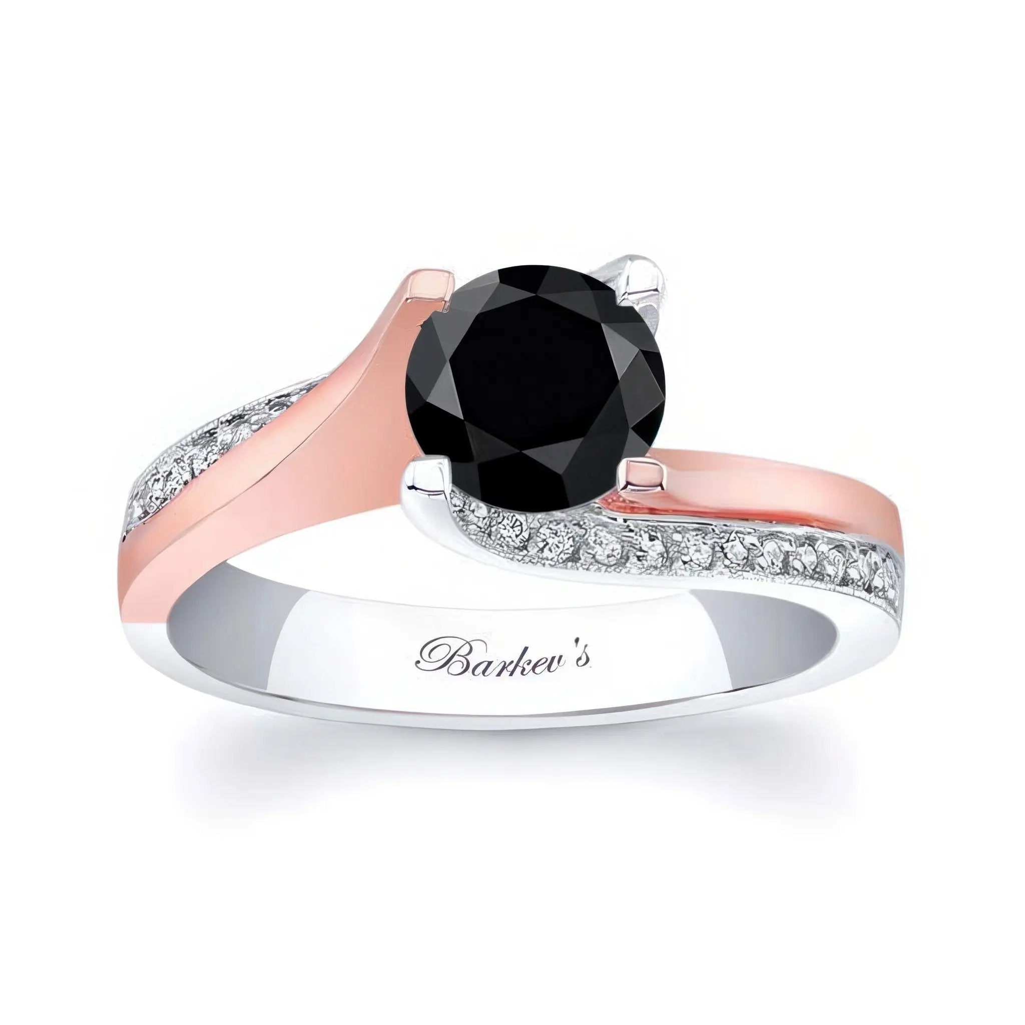 Round Cut Black And White Diamond Ring