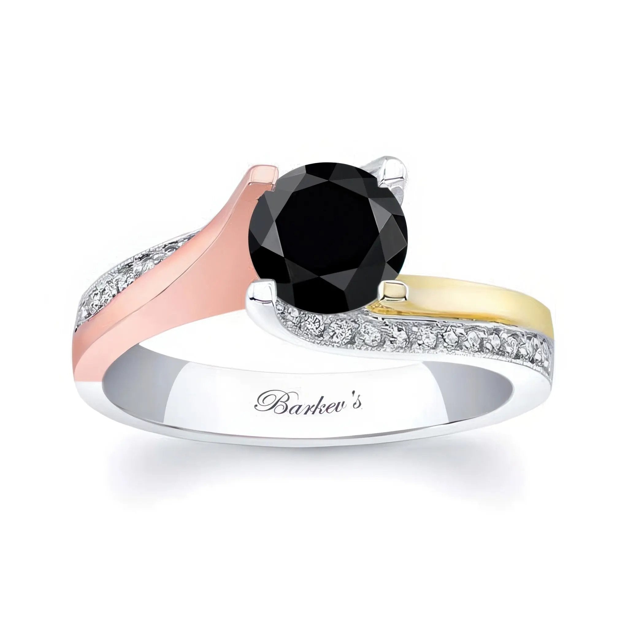Round Cut Black And White Diamond Ring