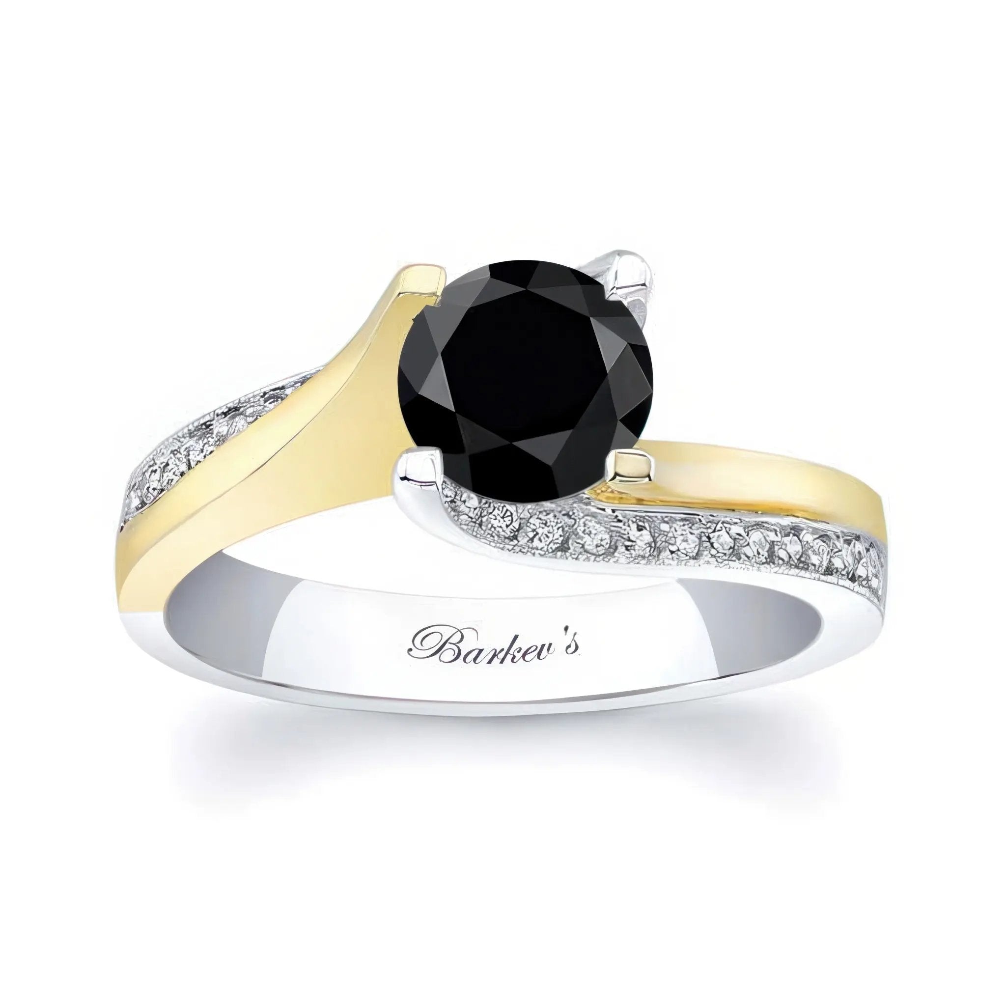 Round Cut Black And White Diamond Ring