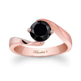Contemporary Black And White Diamond Solitaire Ring