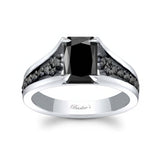 Cathedral Radiant Cut Black Diamond Ring