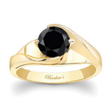 Half Channel Black And White Diamond Solitaire Engagement Ring