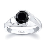 Half Channel Black And White Diamond Solitaire Engagement Ring