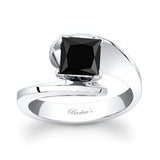 Princess Cut Black And White Diamond Bypass Solitaire Ring