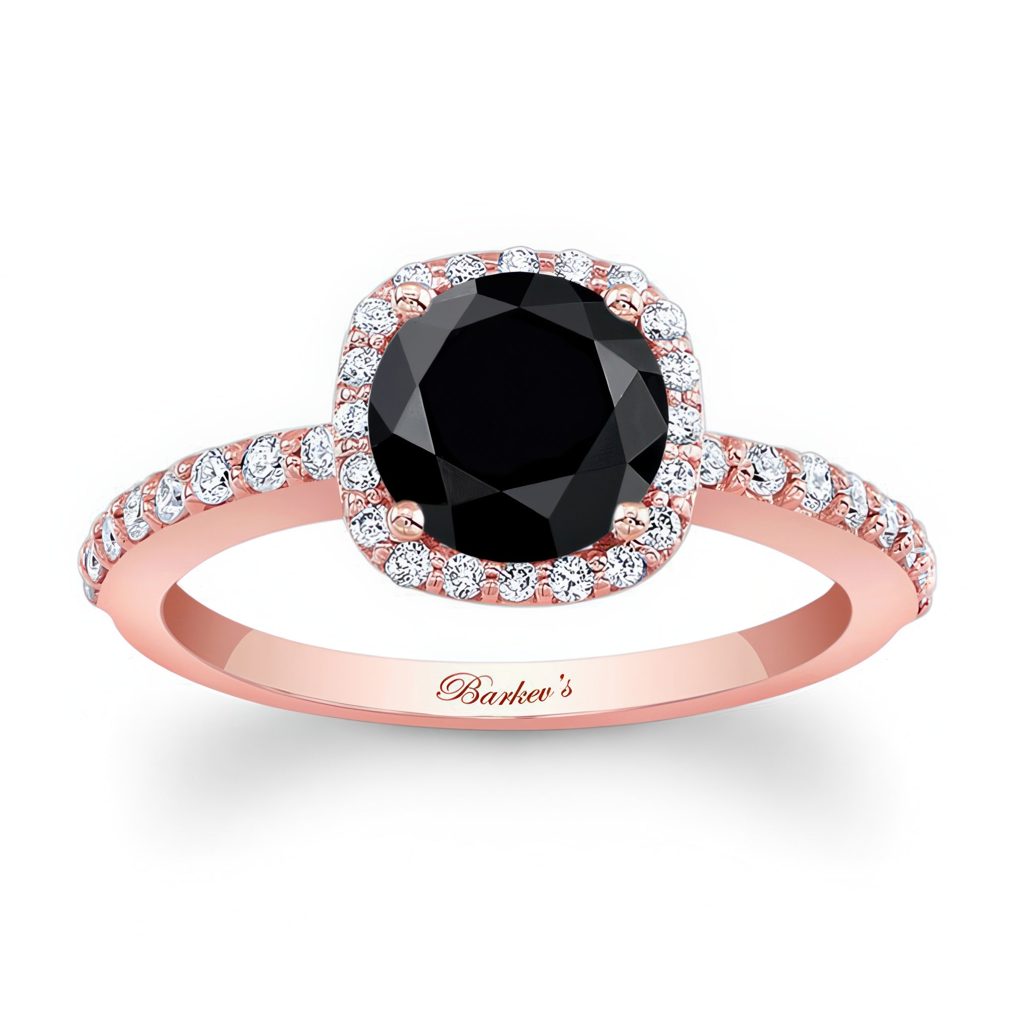 1 Carat Round Black And White Diamond Halo Engagement Ring