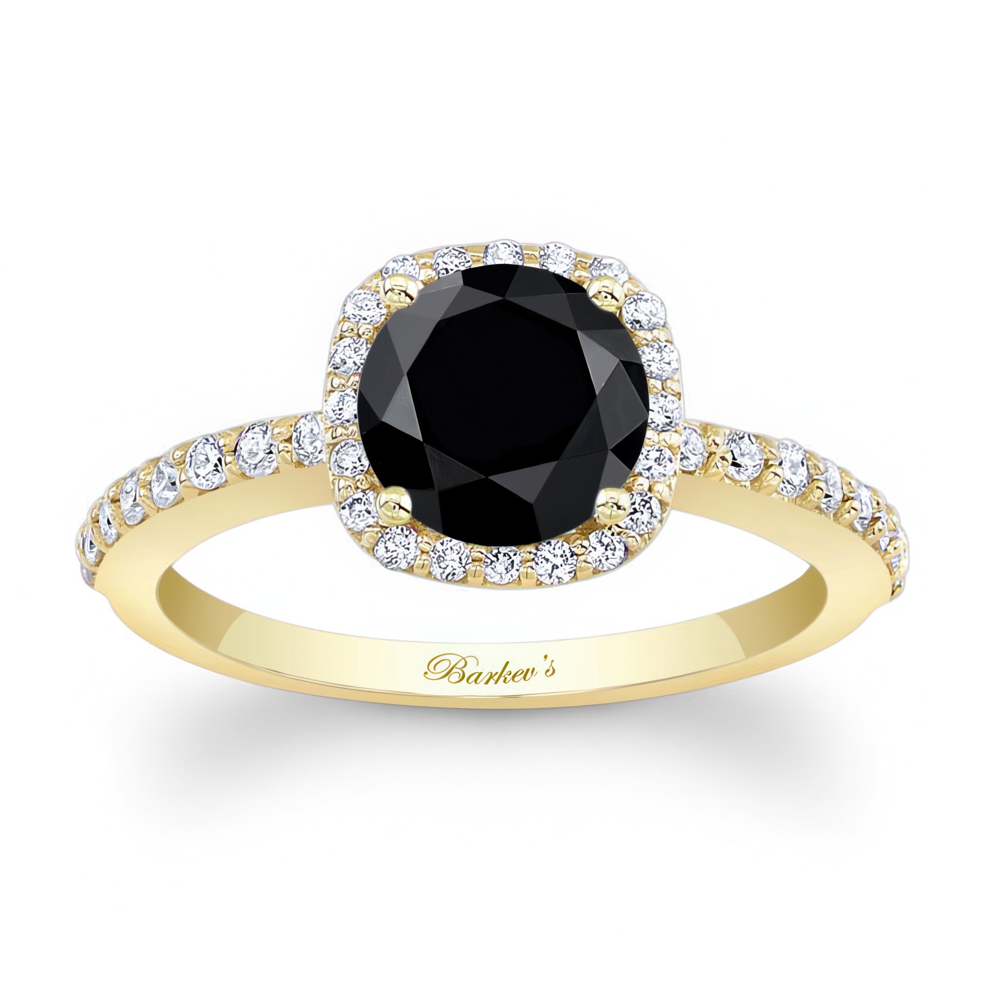 1 Carat Round Black And White Diamond Halo Engagement Ring