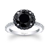 2 Carat Halo Black Diamond Engagement Ring