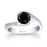 Channel Set Black And White Diamond Engagement Ring