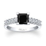 1 Ct Princess Cut Black And White Diamond Ring