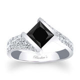Pave Princess Cut Black And White Diamond Ring