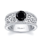 Vintage Floral Black And White Diamond Engagement Ring