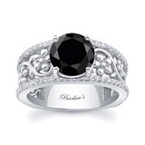 Vintage Floral 3 Carat Black And White Diamond Engagement Ring