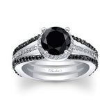 Black Diamond Halo Ring
