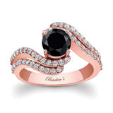 Swirl Black And White Diamond Engagement Ring