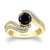 Swirl Black And White Diamond Engagement Ring