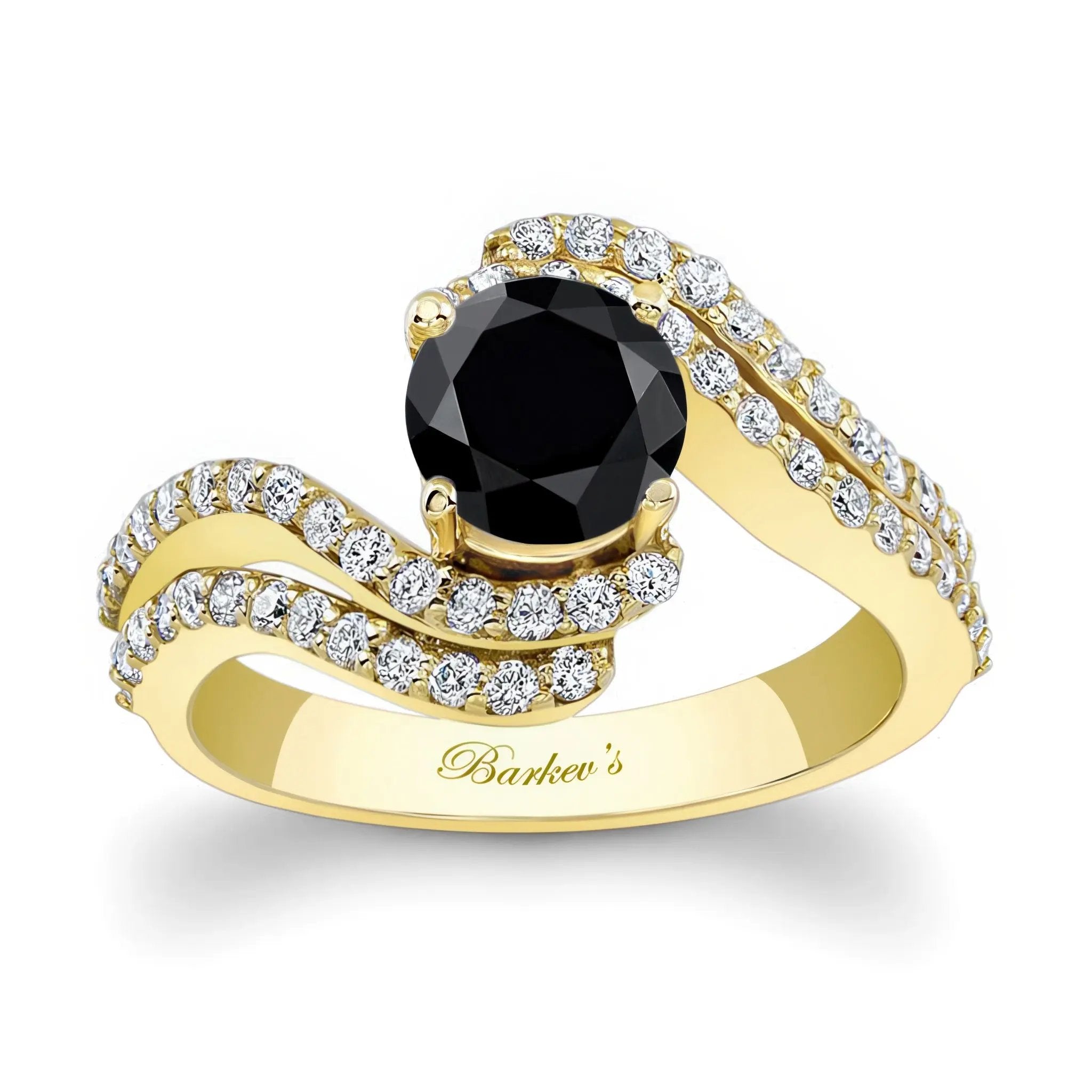 Swirl Black And White Diamond Engagement Ring