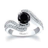 Swirl Black And White Diamond Engagement Ring