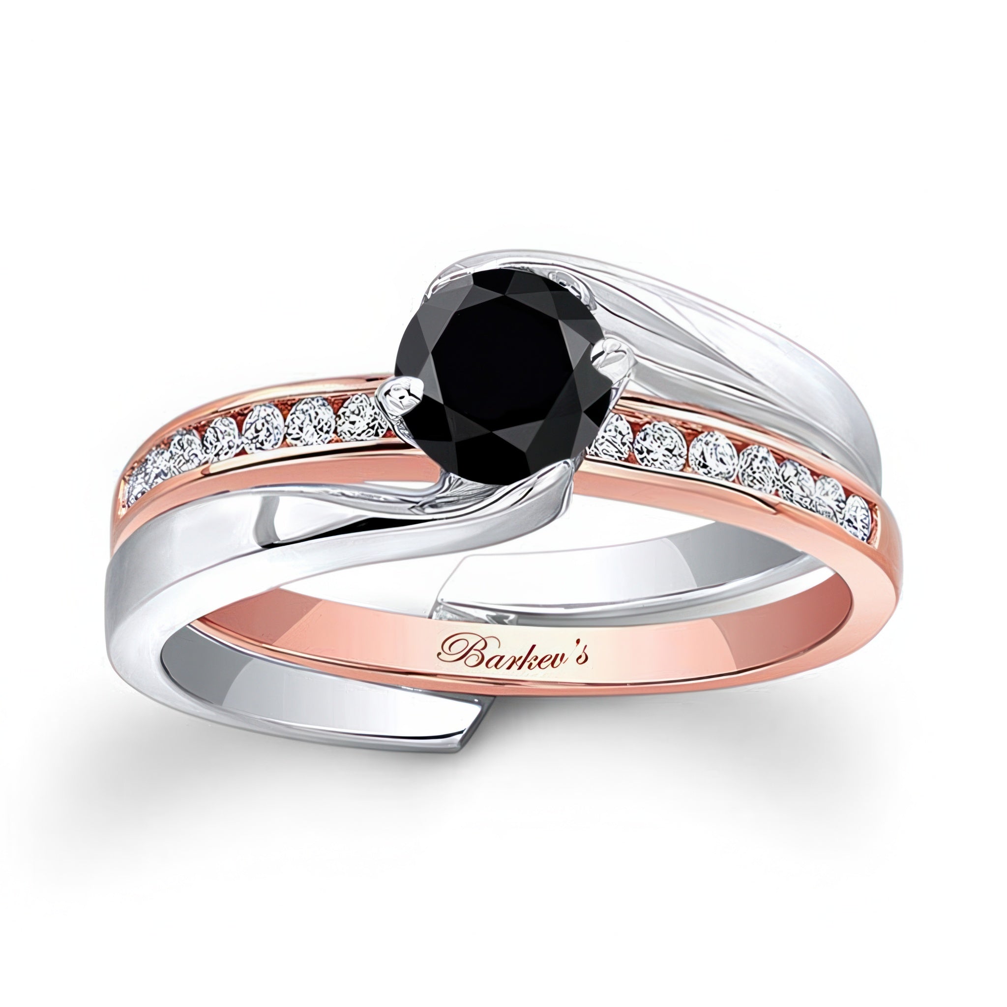 Half Carat Black And White Diamond Interlock Bridal Set