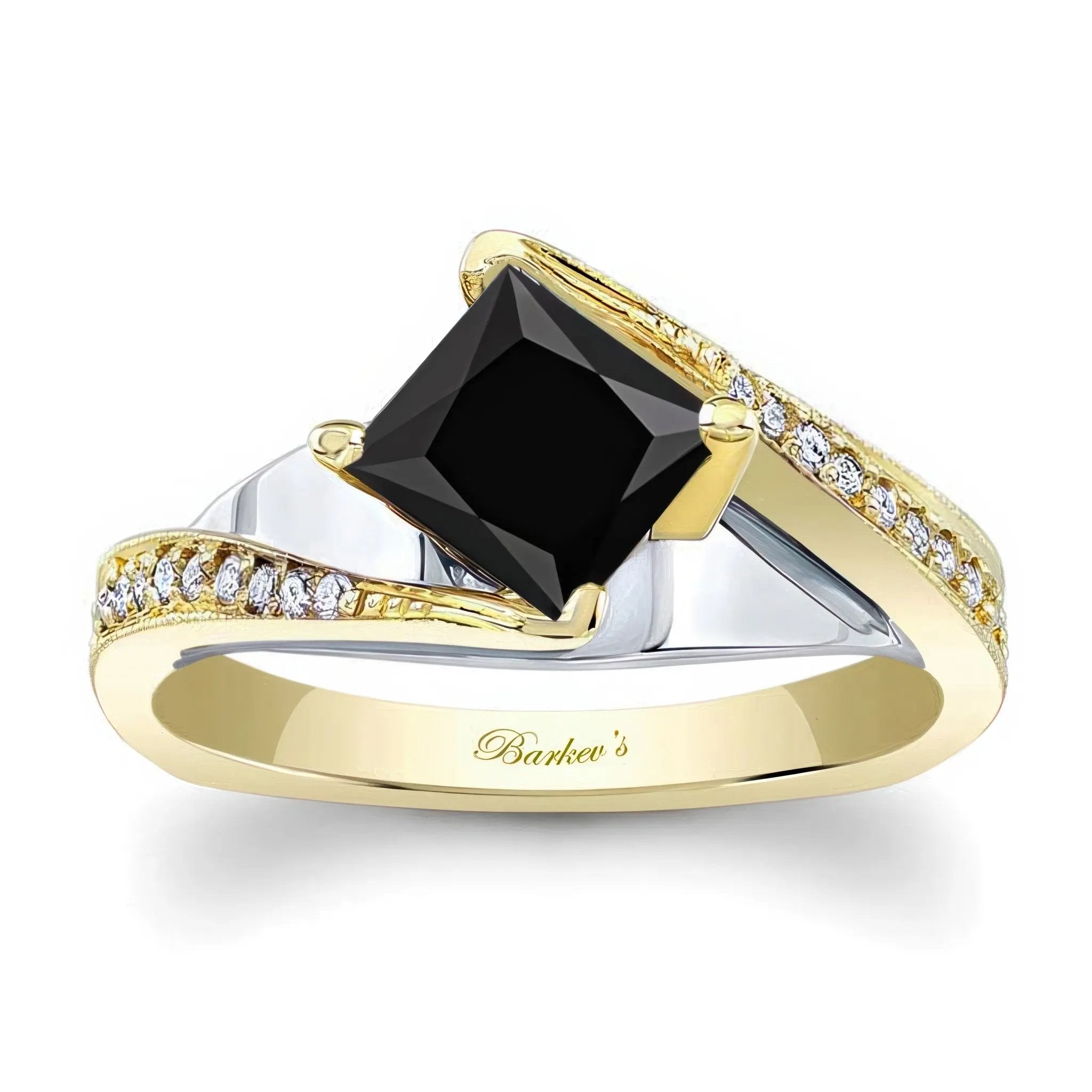 1 Carat Princess Cut Black And White Diamond Engagement Ring