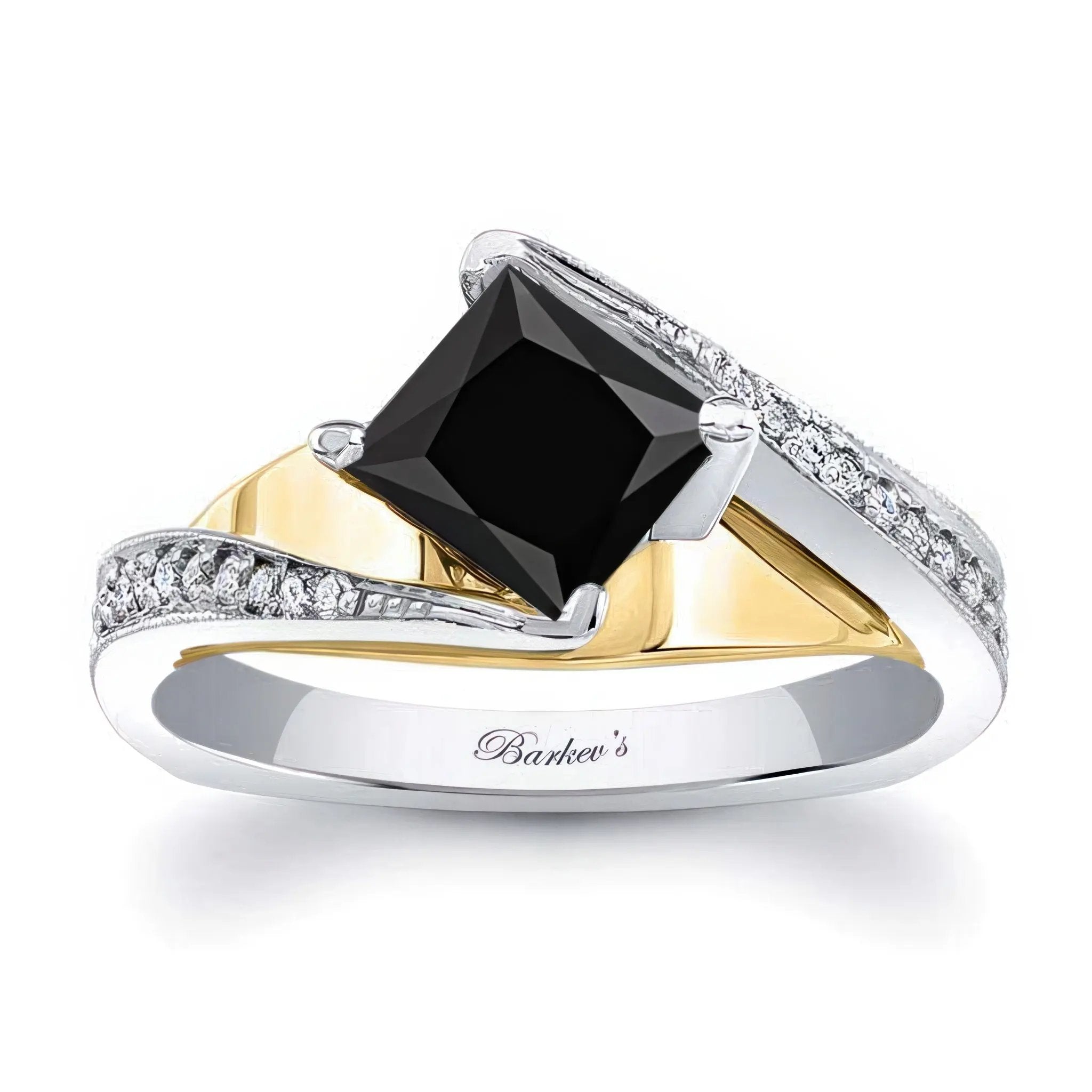 1 Carat Princess Cut Black And White Diamond Engagement Ring