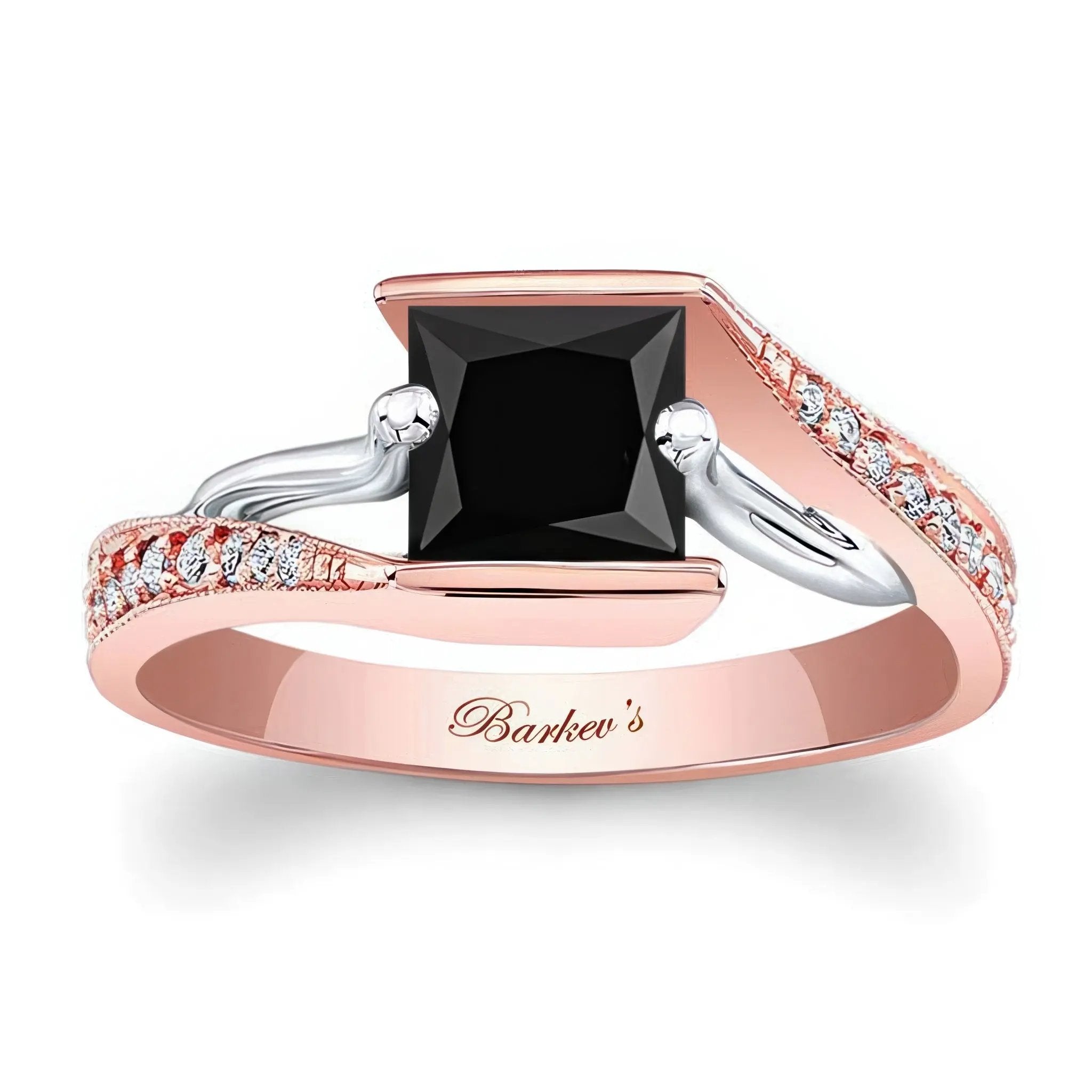 Channel Set Princess Cut Black And White Diamond Ring