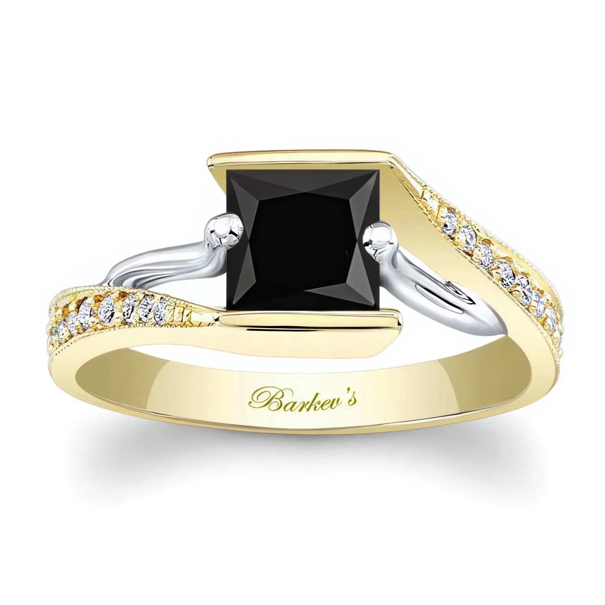 Channel Set Princess Cut Black And White Diamond Ring