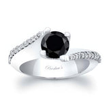 Classic Round Black And White Diamond Engagement Ring