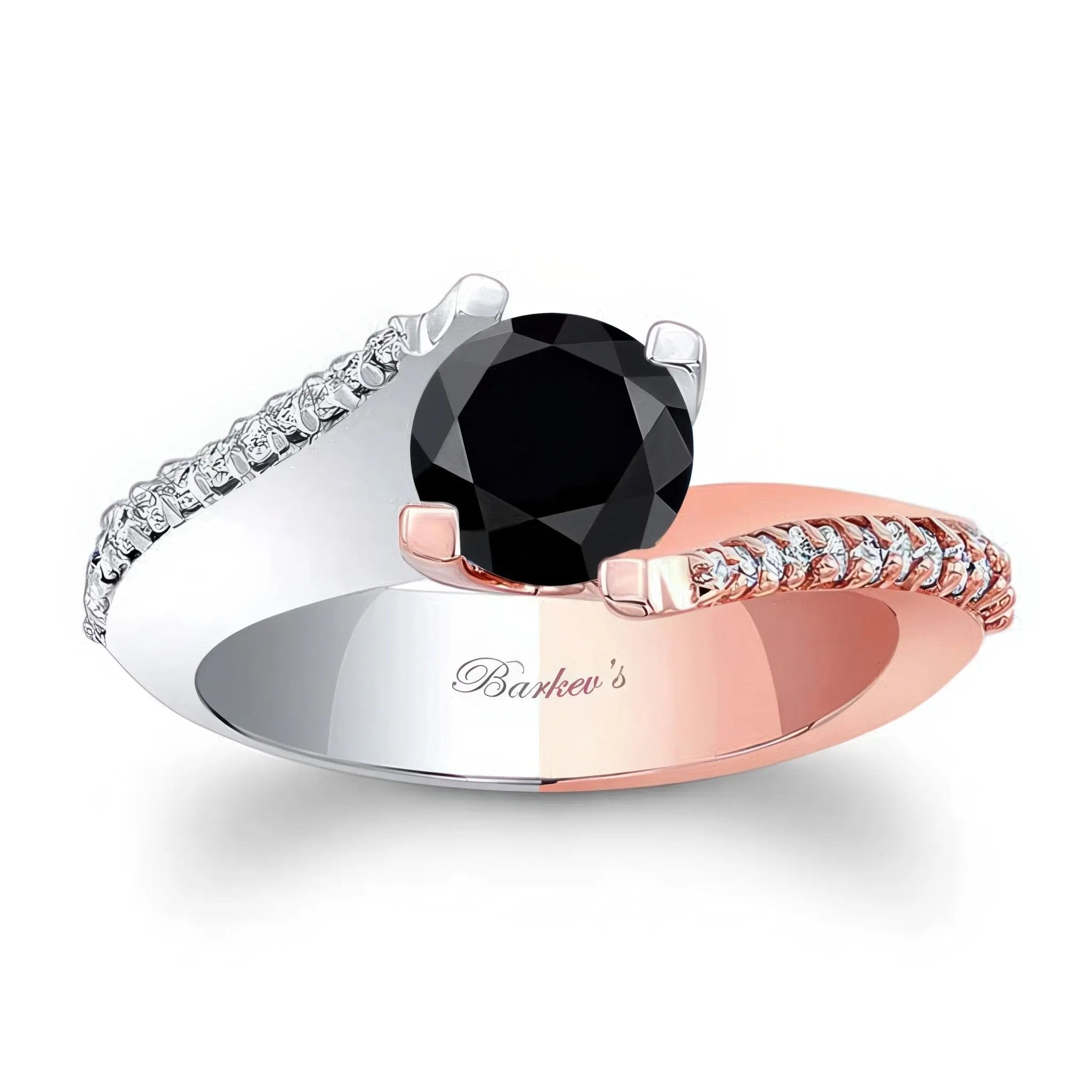 Classic Round Black And White Diamond Engagement Ring