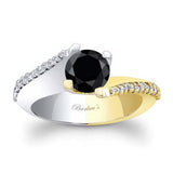 Classic Round Black And White Diamond Engagement Ring